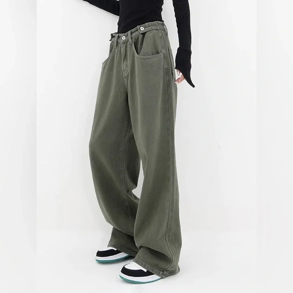 Commense Olive Wide Leg Jeans - Picture 3 of 6